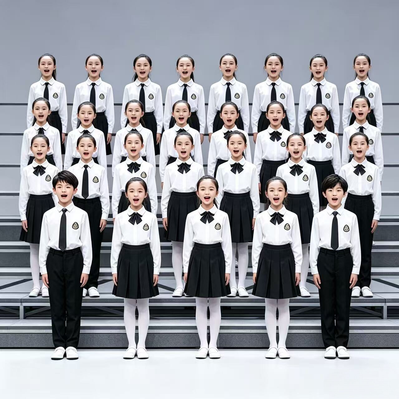 国庆儿童合唱演出服中小学生朗诵比赛红色演讲爱国歌唱红歌表演服 - 实物图