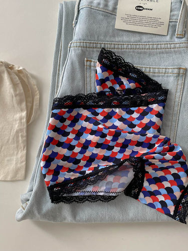 pinkgirl中高腰复古花三角内裤