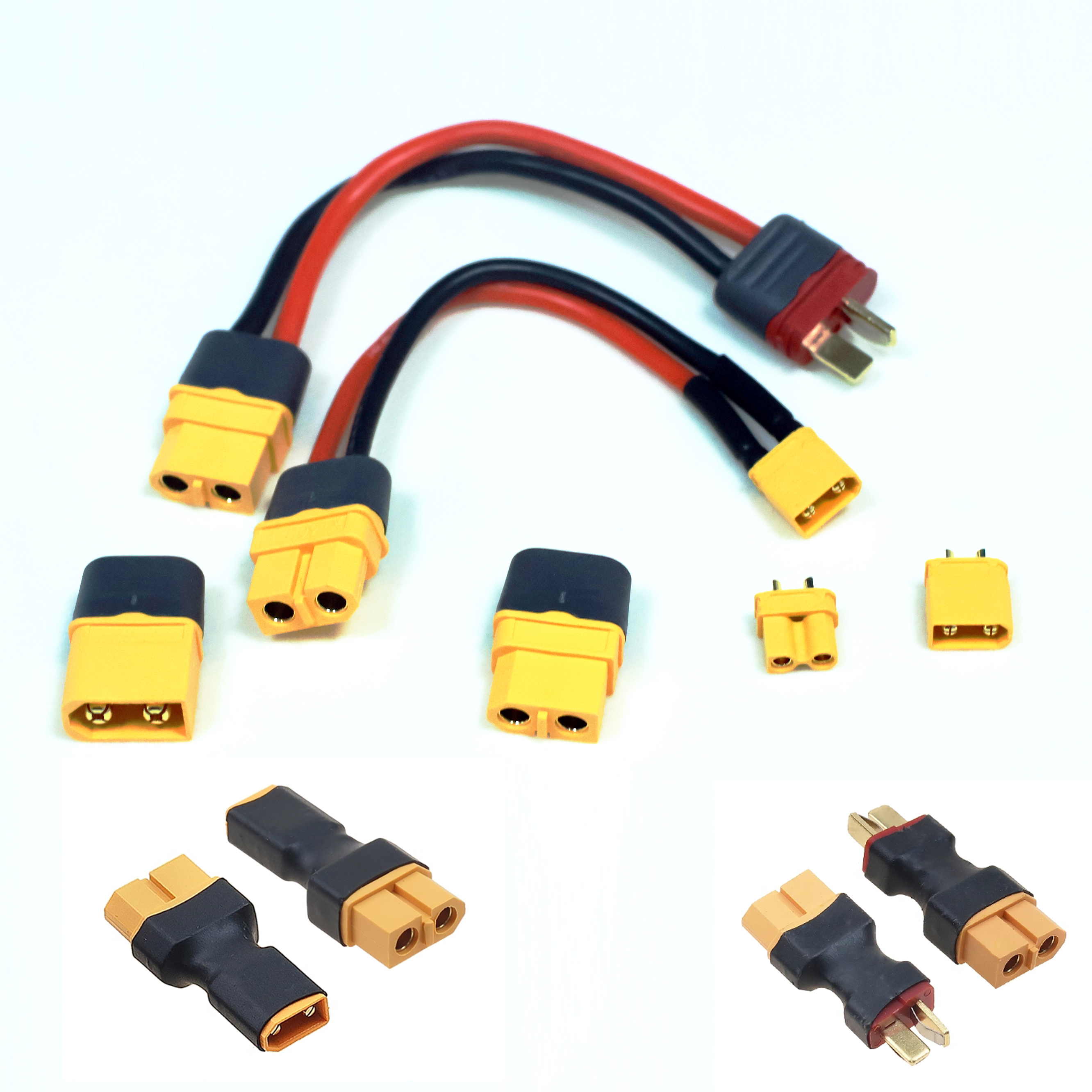 XT30转XT60 T插充电器并充板转接头硅胶线电池无人机锂电池延长线