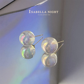 极光贝珠耳钉925银针高级感人鱼姬彩幻泡泡珍珠系列耳环仙女温柔