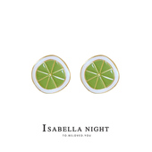 元 气少女青柠檬耳钉925银针小清新牛油果糖果绿水果撞色蚊香耳夹