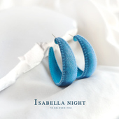 植绒雾霾蓝C形半圈耳环925银针百搭不过时元 气少女感港风超耐看饰