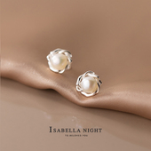 淡水天然珍珠耳钉925银花朵耳饰小众设计感养耳洞耳环春夏新款 潮