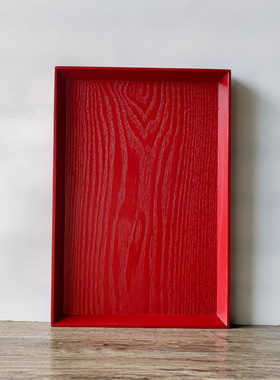 阖慕中式红色木托盘长方形结婚婚礼婚庆端盘礼仪剪彩置物盘敬茶盘