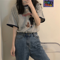 Official picture American retro short sleeve T-shirt women's Harajuku design top