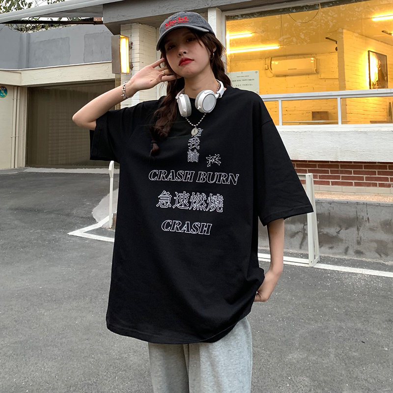 Real shot short sleeve T-shirt women's summer new Korean Middle School Students' top large women's dress