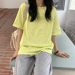 Real shot short sleeve T-shirt women's summer new Korean round collar student top large women's dress