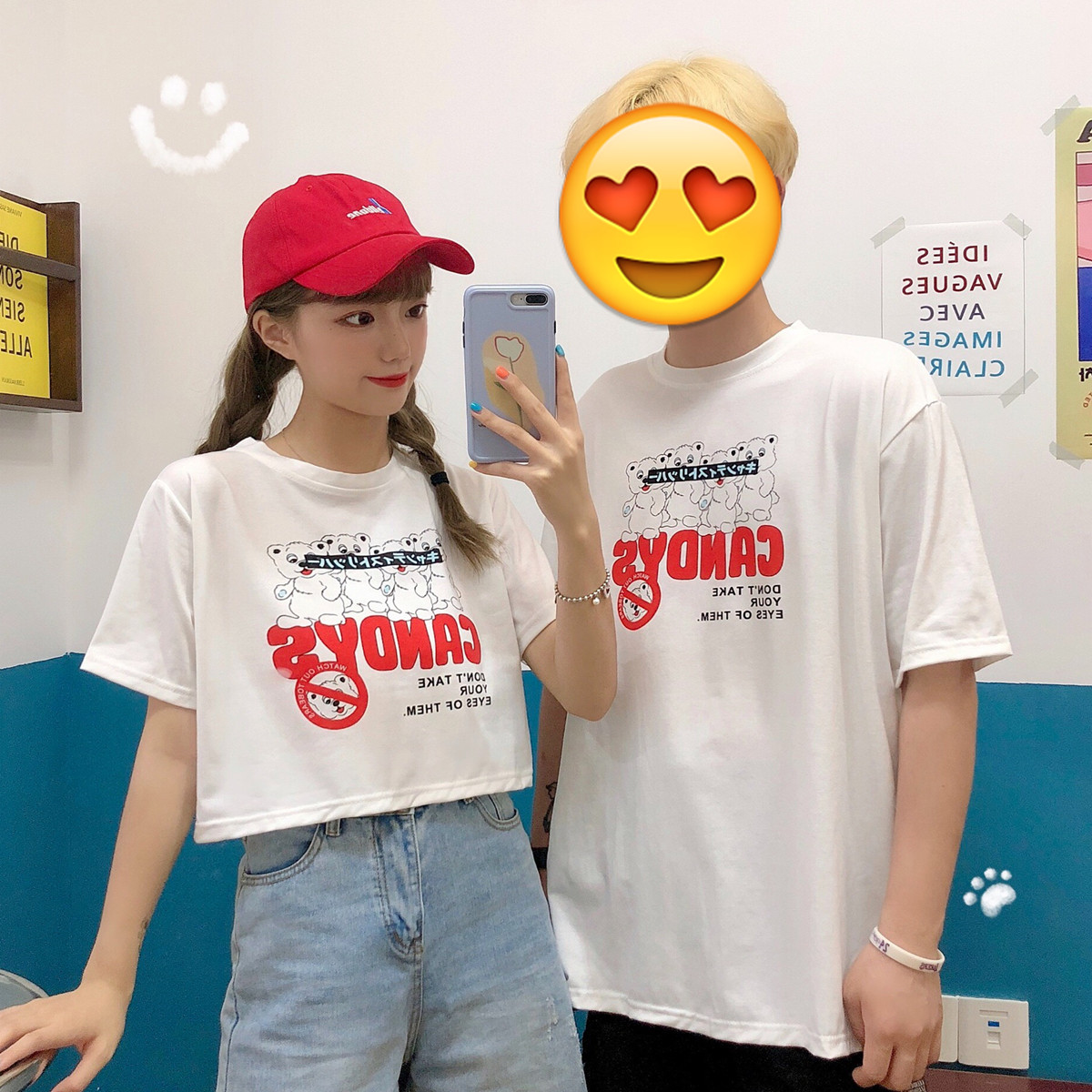 Real shot 6535 cotton white short sleeve T-shirt women's fashion brand summer half sleeve minority lovers' wear