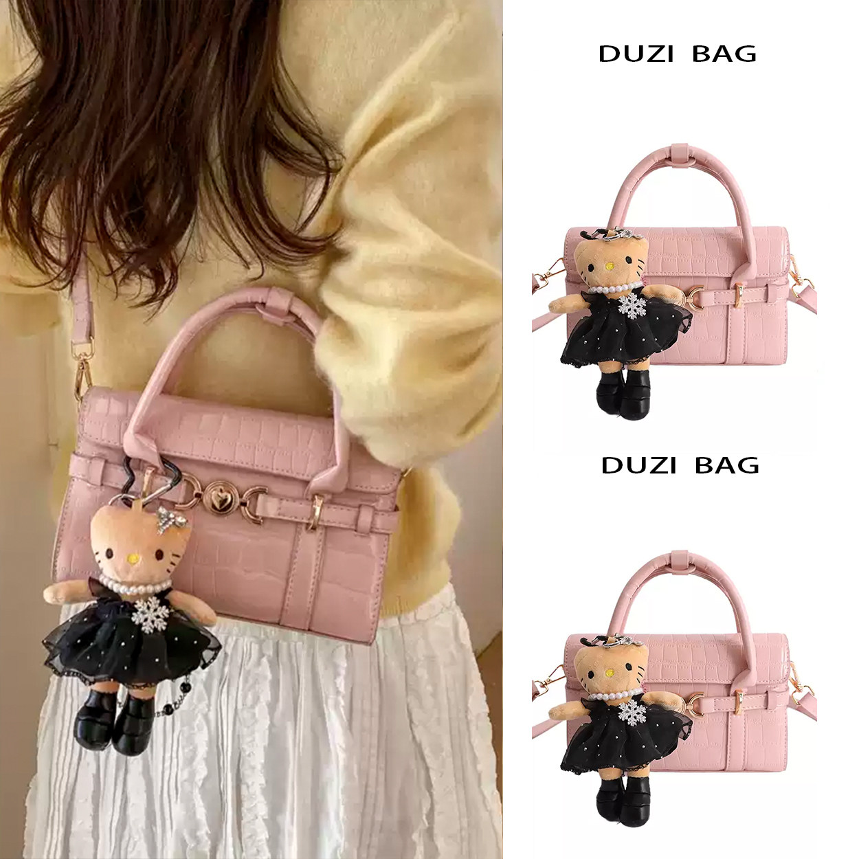 新款斜挎包女时尚纹单肩百搭高级鳄鱼2026超火粉色手提包感小方包,箱包皮具/热销女包/男包,小方包,淘宝优惠券,粉丝福利购,淘宝优惠卷