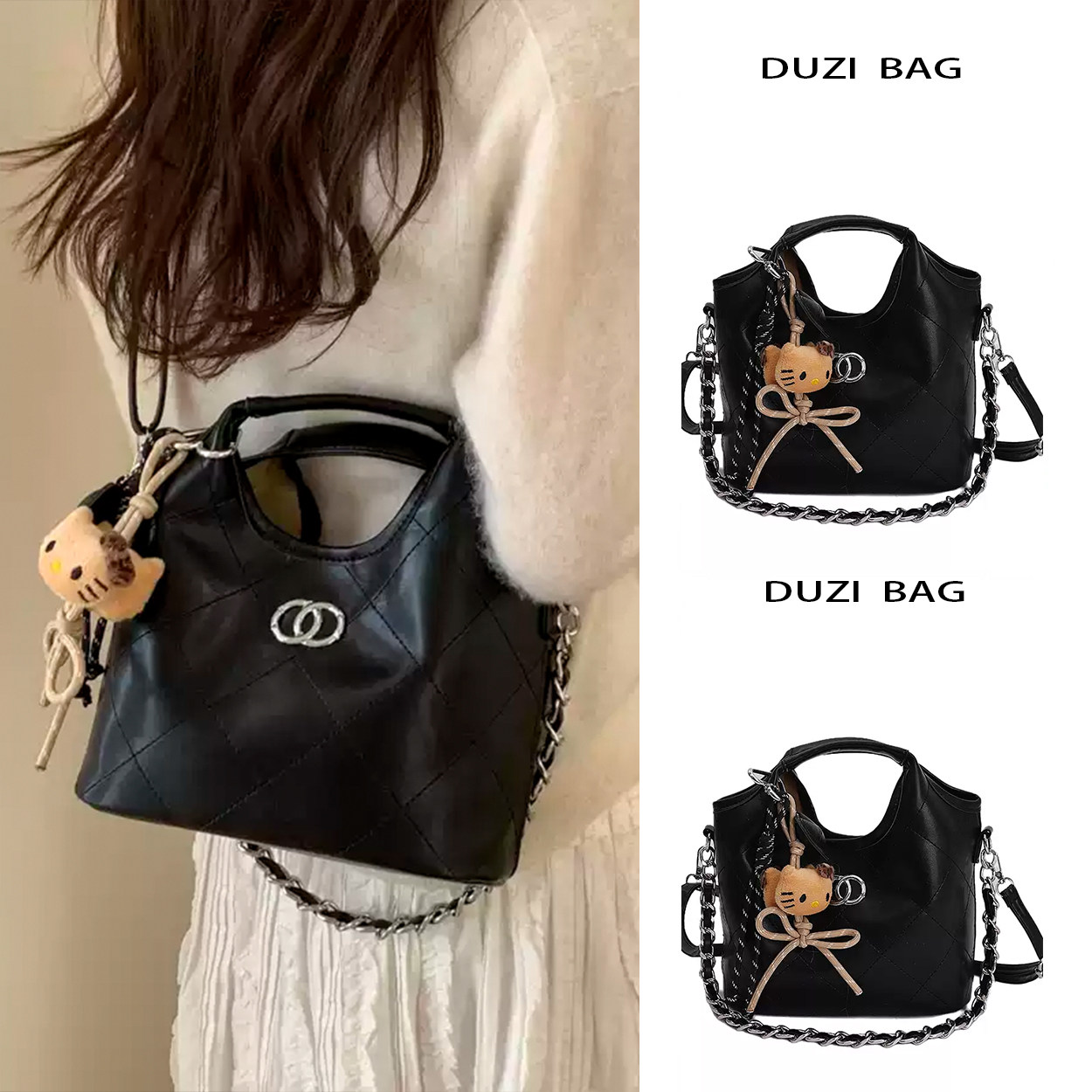 菱格链条小香风水桶包2026夏季新款女包时尚潮单肩包抽带大容量,箱包皮具/热销女包/男包,水桶包,淘宝优惠券,粉丝福利购,淘宝优惠卷