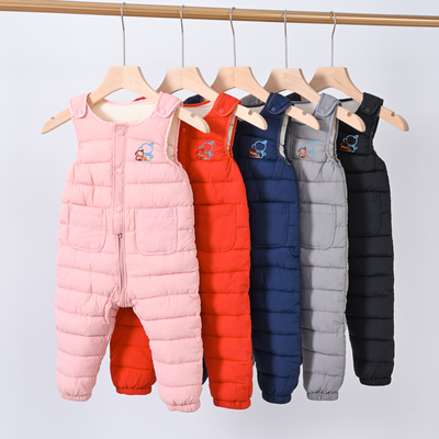 童装男女中童婴幼宝宝羽绒棉夹棉背带裤儿童加绒加厚保暖连体棉裤