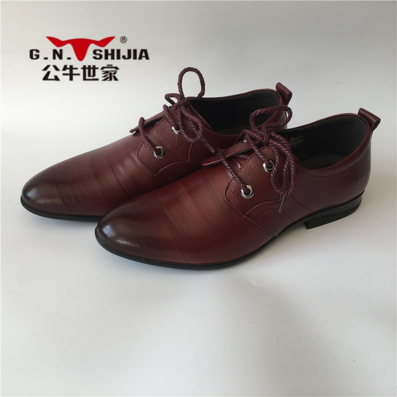 公牛世家男鞋真皮断码春秋款男士休闲商务皮鞋系带时尚舒适百搭