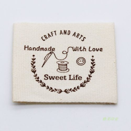 大尺寸handmade纯棉布标印标现货本白棉带DIY手工品布标玩偶商标