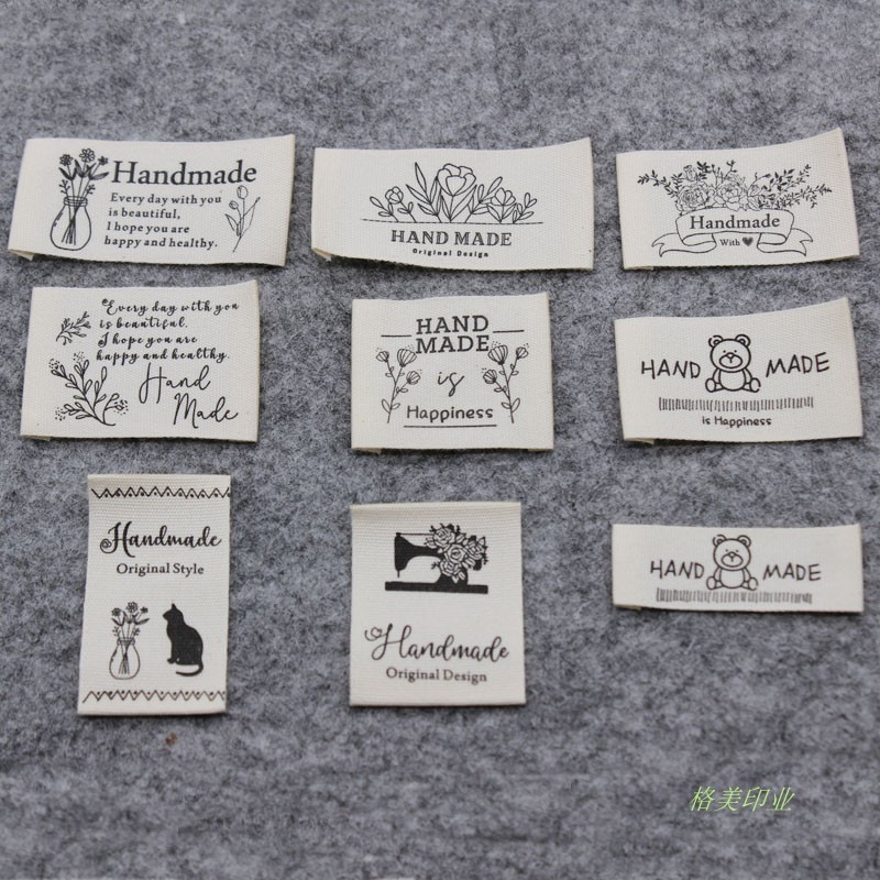 handmade布标纯棉领标商标现货 DIY棉带印刷领标印标现货童装商标