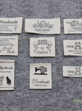 handmade布标纯棉领标商标现货 DIY棉带印刷领标印标现货童装商标