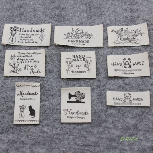 handmade布标纯棉领标商标现货 DIY棉带印刷领标印标现货童装商标