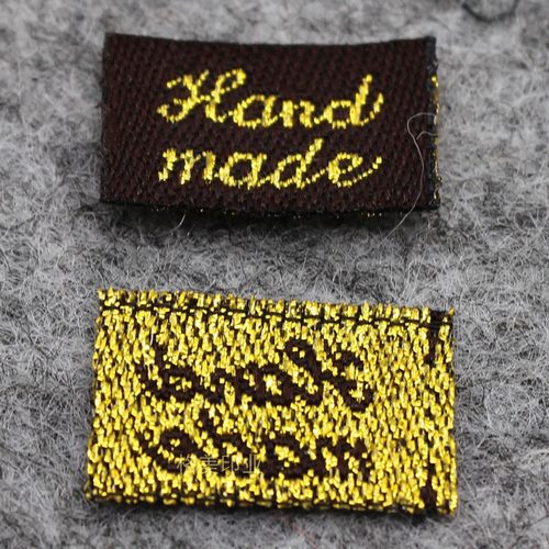 饰品标签金色织标handmade布标