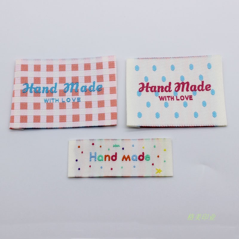 handmade彩色格子织标布标手工品