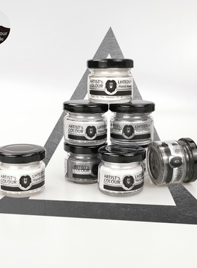 珠光颜料LHTEDU+矿石粉末银灰色非金属油画手绘水彩黑珍珠银25ml