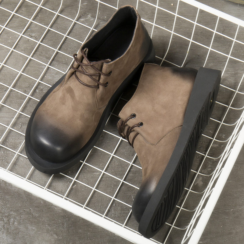 朴素人家英伦圆头短靴休闲男鞋