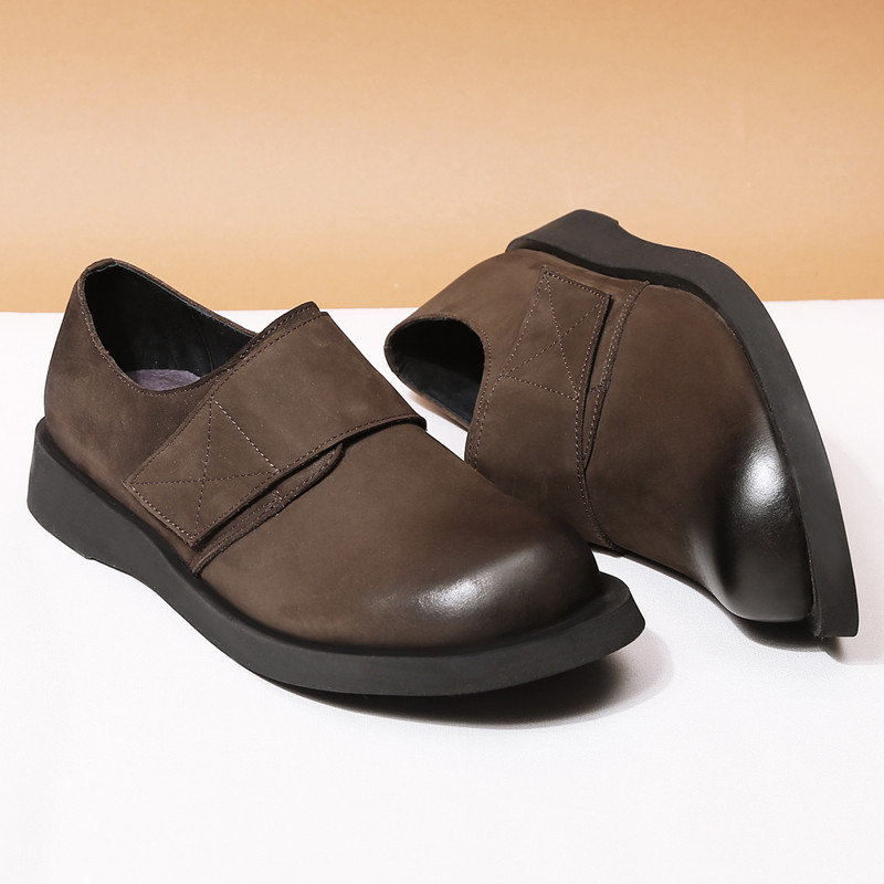 大头皮鞋男工装鞋2021宽头宽脚