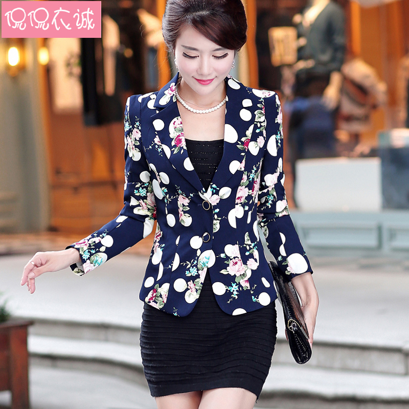 2018春装新款女装短款外套修身女西服格子小