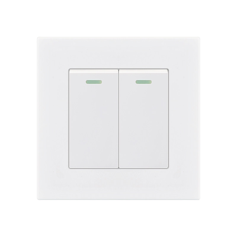 塑料白色普通二位开关单控两开2二开双控双联16a家用开关86型面板