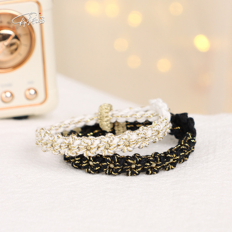 珍珠梅+天鹅兰｜原创叠戴藏式花朵编绳手链 情侣消磨时间手搓手绳