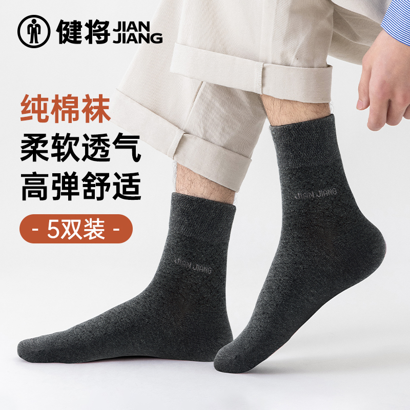 中筒商务袜健将纯棉运动男士春季