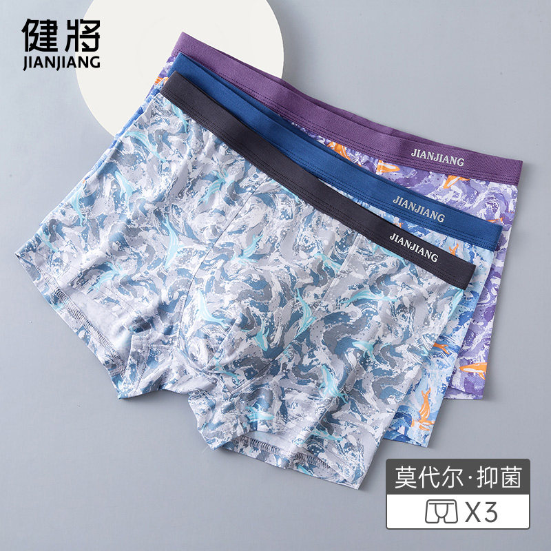 健将男士内裤莫代尔平角裤抗菌男式秋冬款性感大码男生四角短裤衩,女士内衣/男士内衣/家居服,男平角内裤,淘宝优惠券,粉丝福利购,淘宝优惠卷