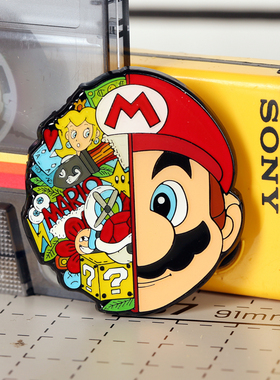 潮设会自制 超级马里奥胸针 爆炸Mario金属徽章  高档ins饰品别针