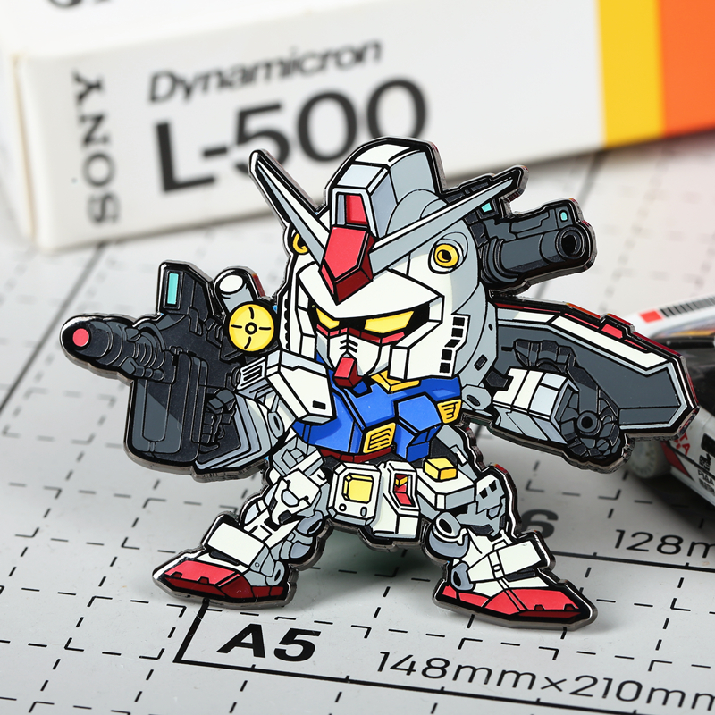 潮设会 高达SD RX78金属胸针 元祖冰箱贴ins高档饰品珐琅别针徽章