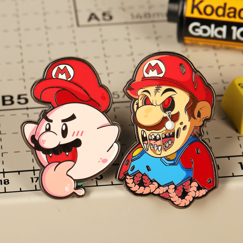 潮设会自制 任天堂丧尸马里奥胸针mario幽灵徽章ins高档饰品别针