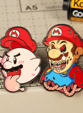 潮设会自制 任天堂丧尸马里奥胸针Mario幽灵徽章ins高档饰品别针
