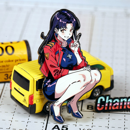 潮设会 新世纪福音战士葛城美里胸针 EVA珐琅徽章别针 冰箱贴周边