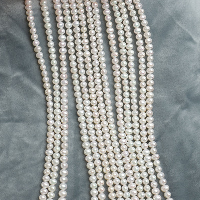 天然淡水无核白色糖果色土豆圆珍珠5-5.5mm极亮近无暇DIY半成品