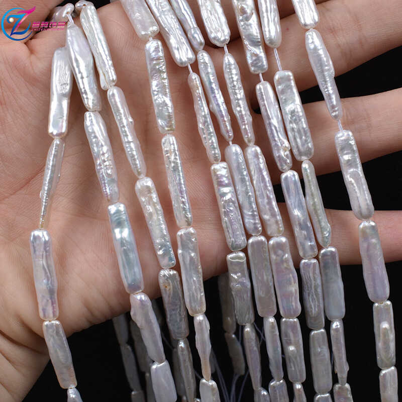 天然淡水珍珠小银条牙签长条项链巴洛克异形diy手工材料散珠