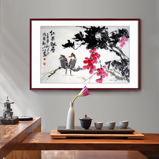 名家手绘真迹书画作品花鸟水墨画横幅红果飘香中式客餐厅装饰国画