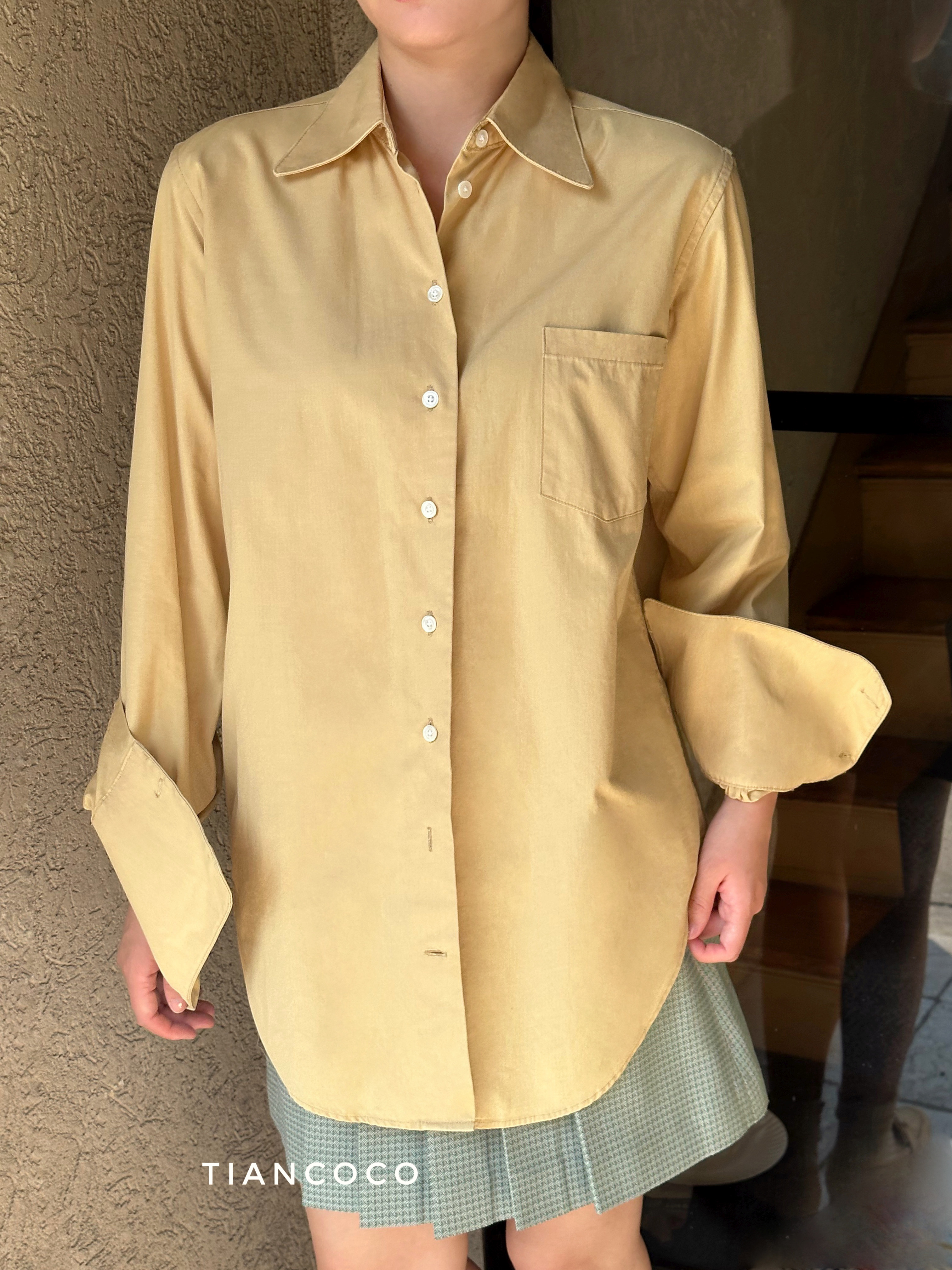 长袖新疆棉衬衫复古立体剪裁通勤