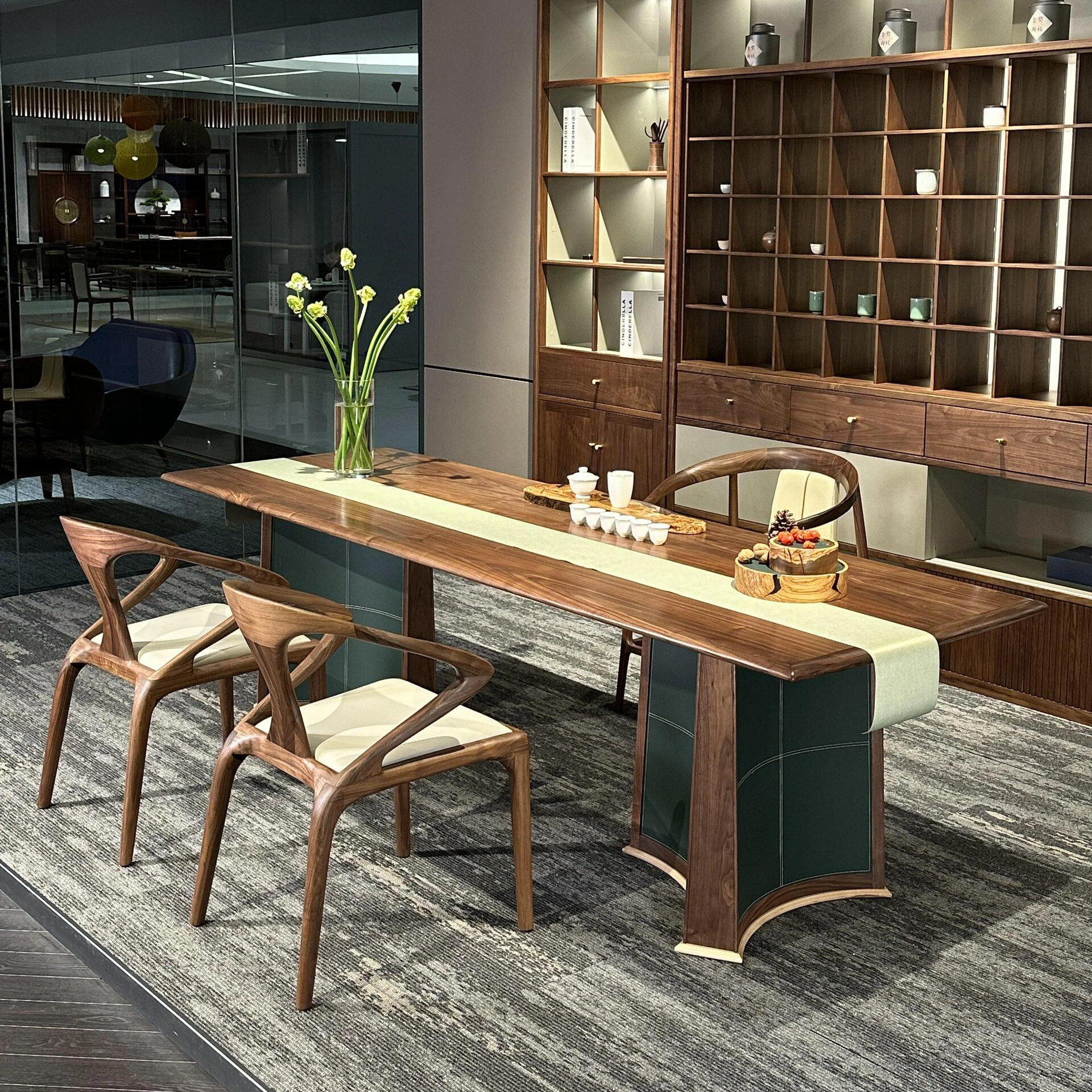 新中式实木大板茶桌现代简约办公室茶台轻奢禅意茶室设计师款茶桌