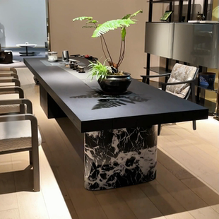 2025新款 办公室客厅高级茶桌 轻奢简约实木茶桌智能升降茶台设计款