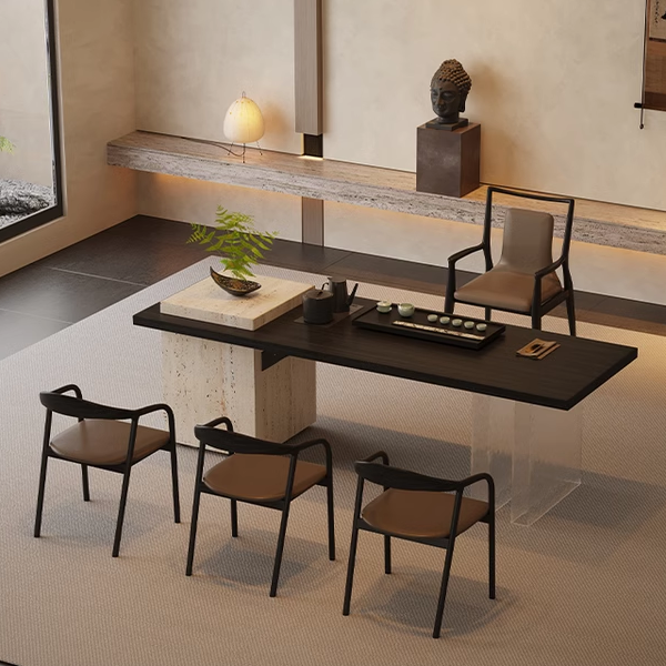 轻奢现代2025新款实木茶桌椅组合意式岩板高端办公茶室客厅泡茶桌,住宅家具,家用茶台/茶桌,淘宝优惠券,粉丝福利购,淘宝优惠卷