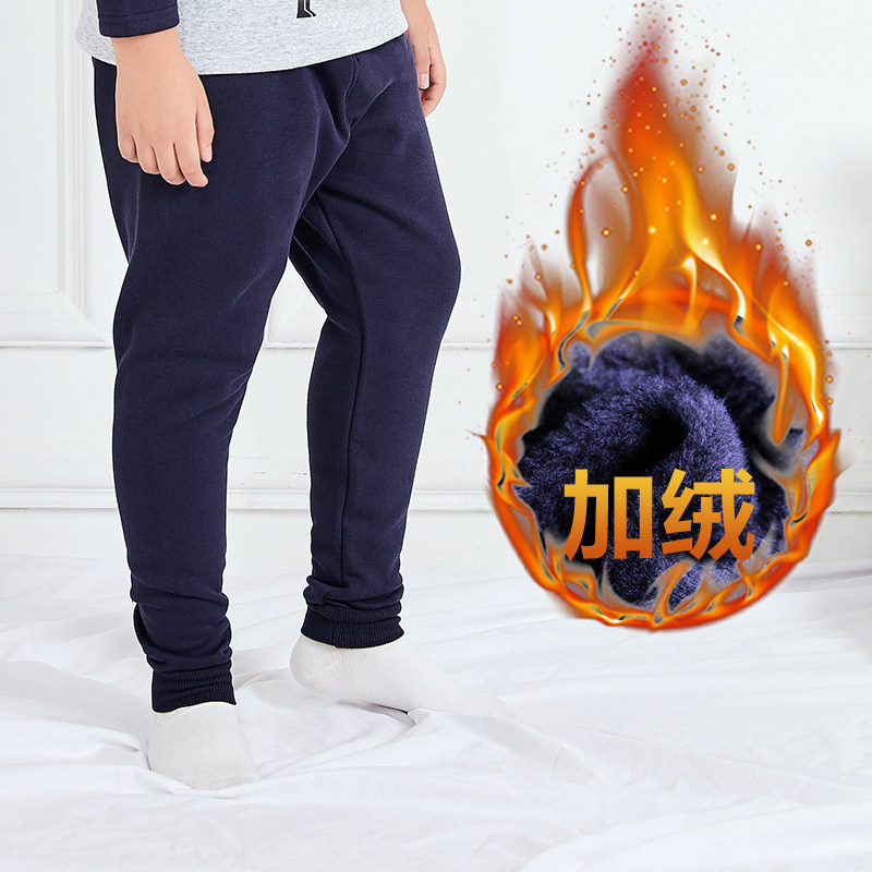 胖男童加绒打底裤中大童保暖裤加肥加大码胖小孩秋裤宽松冬款加厚