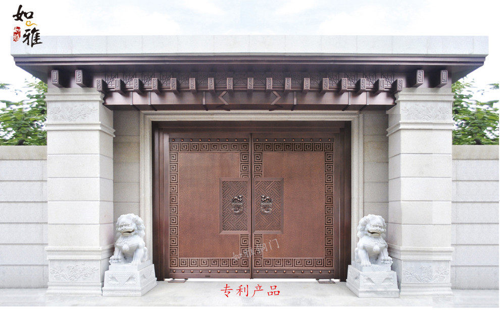铜门别墅大门仿古新中式双开门别墅院子高端铜门入户门农村院墙门