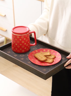 复古方形桌面首饰摆件钥匙玄关轻奢中式茶盘托盘家用托盘2030