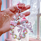 三丽鸥Hellokitty手绘串珠卡通手机链可少女心爱卡通包挂件装 饰链