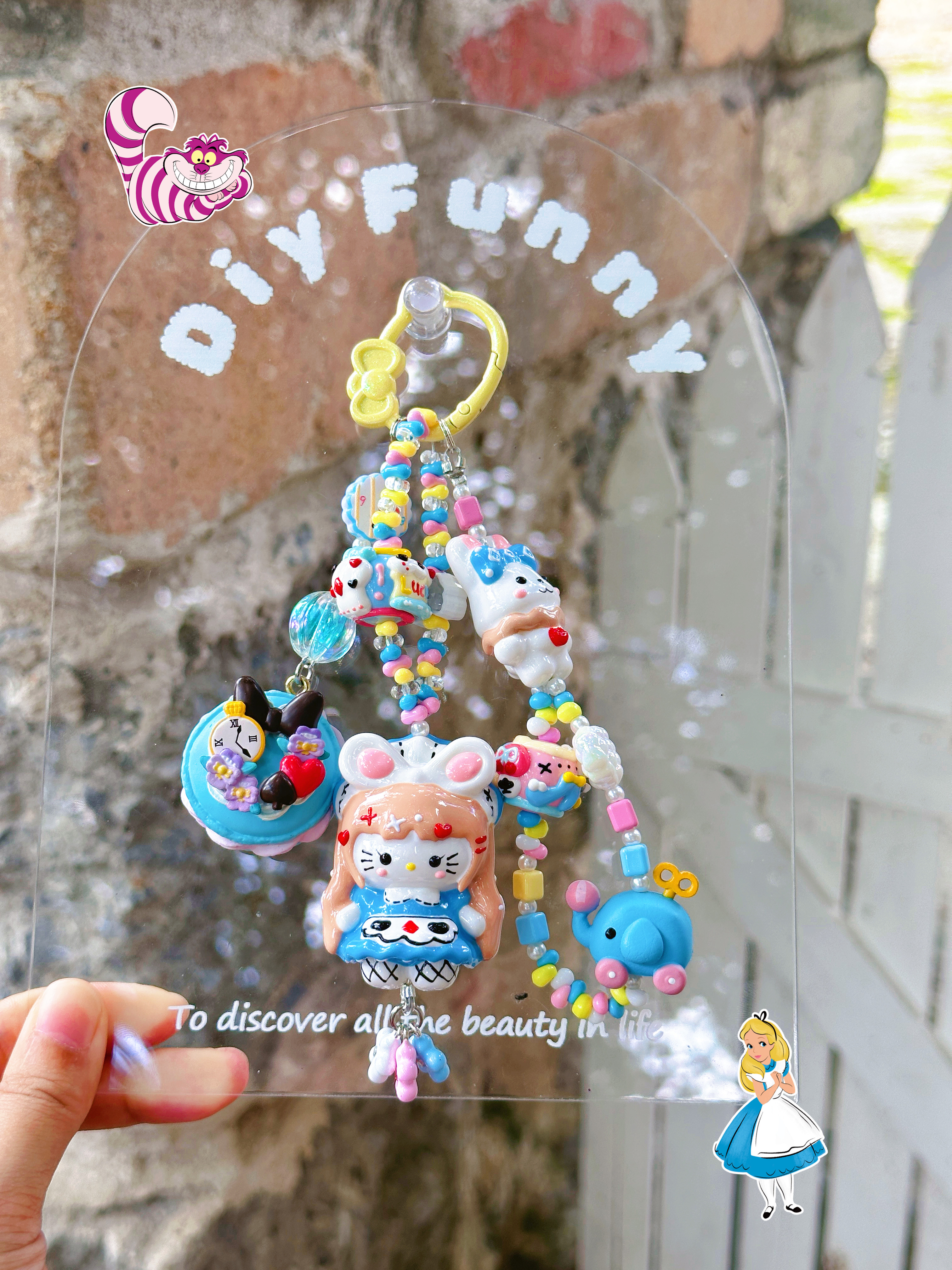 超级尖货-爱丽丝Hello kitty兔子可爱串珠手机链包包挂件礼物