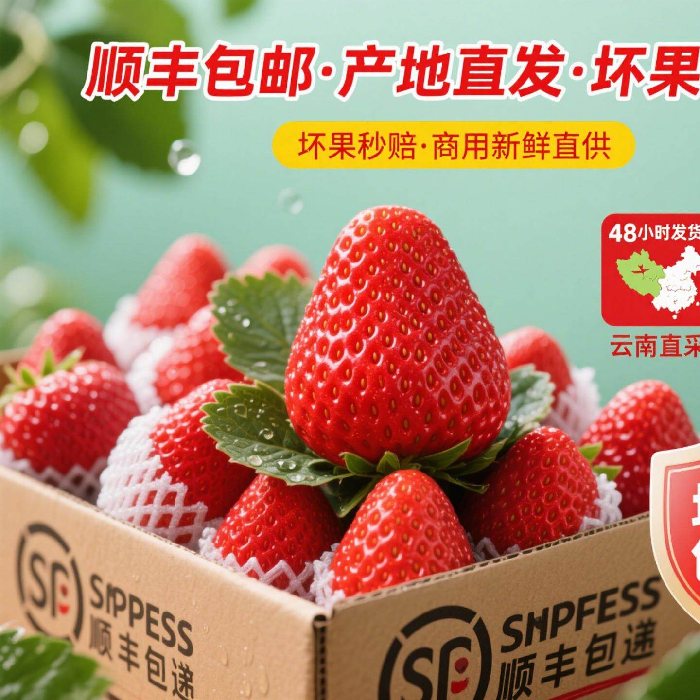 10盒装云南四季草莓新鲜商用糖草莓