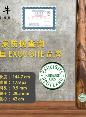 英国EXQUISITE球杆苏格兰精美绿牌EX球杆斯诺克希金斯御用球杆V2