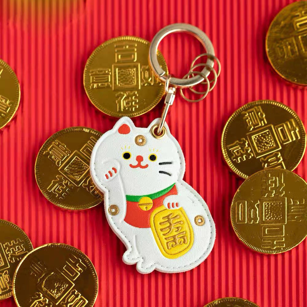 招财猫门禁卡套可爱卡通创意汽车钥匙扣圈环挂件企鹅柴犬吊饰配饰
